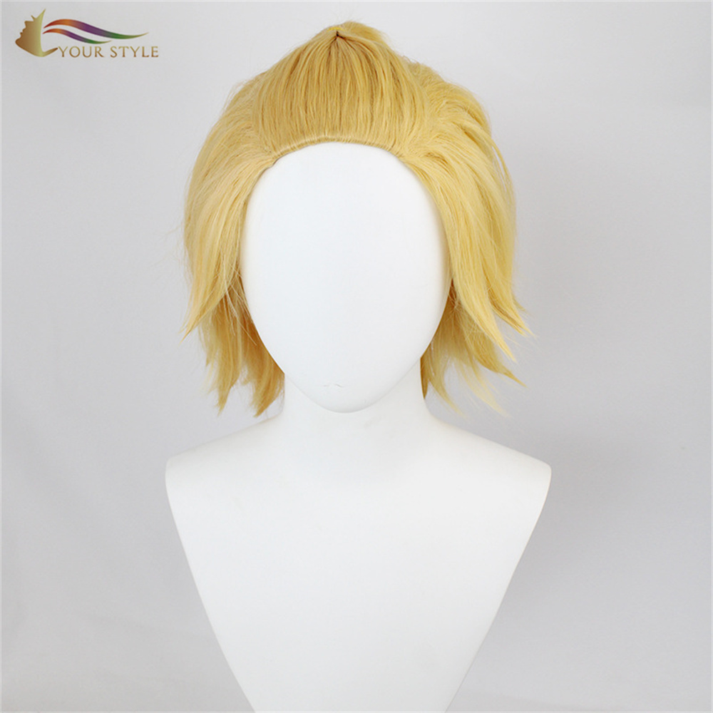 YOUR STYLE , Wholesale Short Fluffy Wig Yellow Wig Cosplay Male Synthetic Costume Wig Yellow Anime Party Wig Halloween Costume-YOUR STYLE, synthetic wigs synthetic hair extension