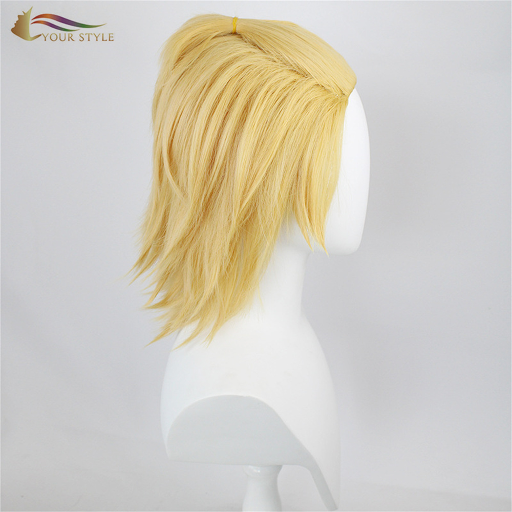 YOUR STYLE , Wholesale Short Fluffy Wig Yellow Wig Cosplay Male Synthetic Costume Wig Yellow Anime Party Wig Halloween Costume-YOUR STYLE, synthetic wigs synthetic hair extension