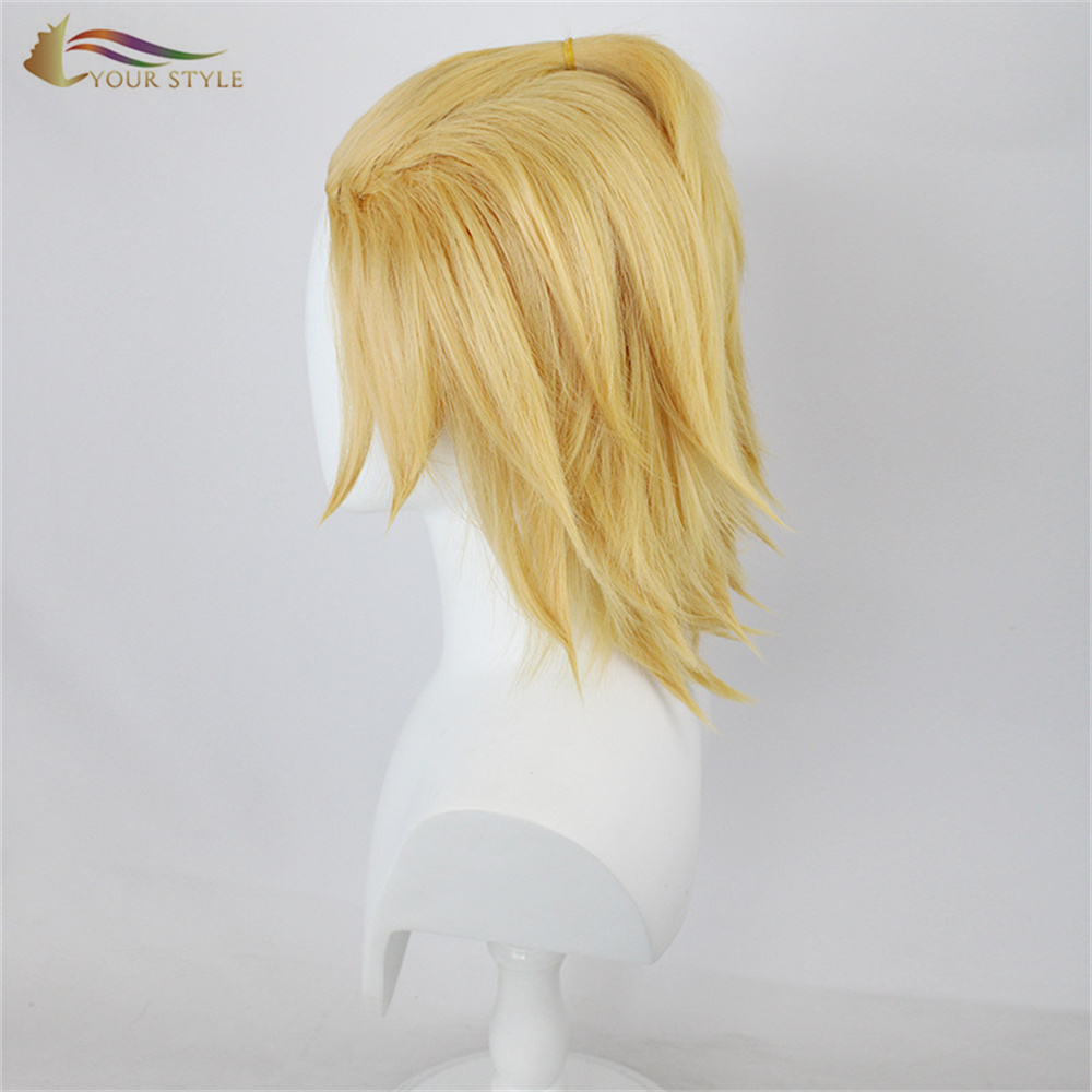 YOUR STYLE , Wholesale Short Fluffy Wig Yellow Wig Cosplay Male Synthetic Costume Wig Yellow Anime Party Wig Halloween Costume-YOUR STYLE, synthetic wigs synthetic hair extension