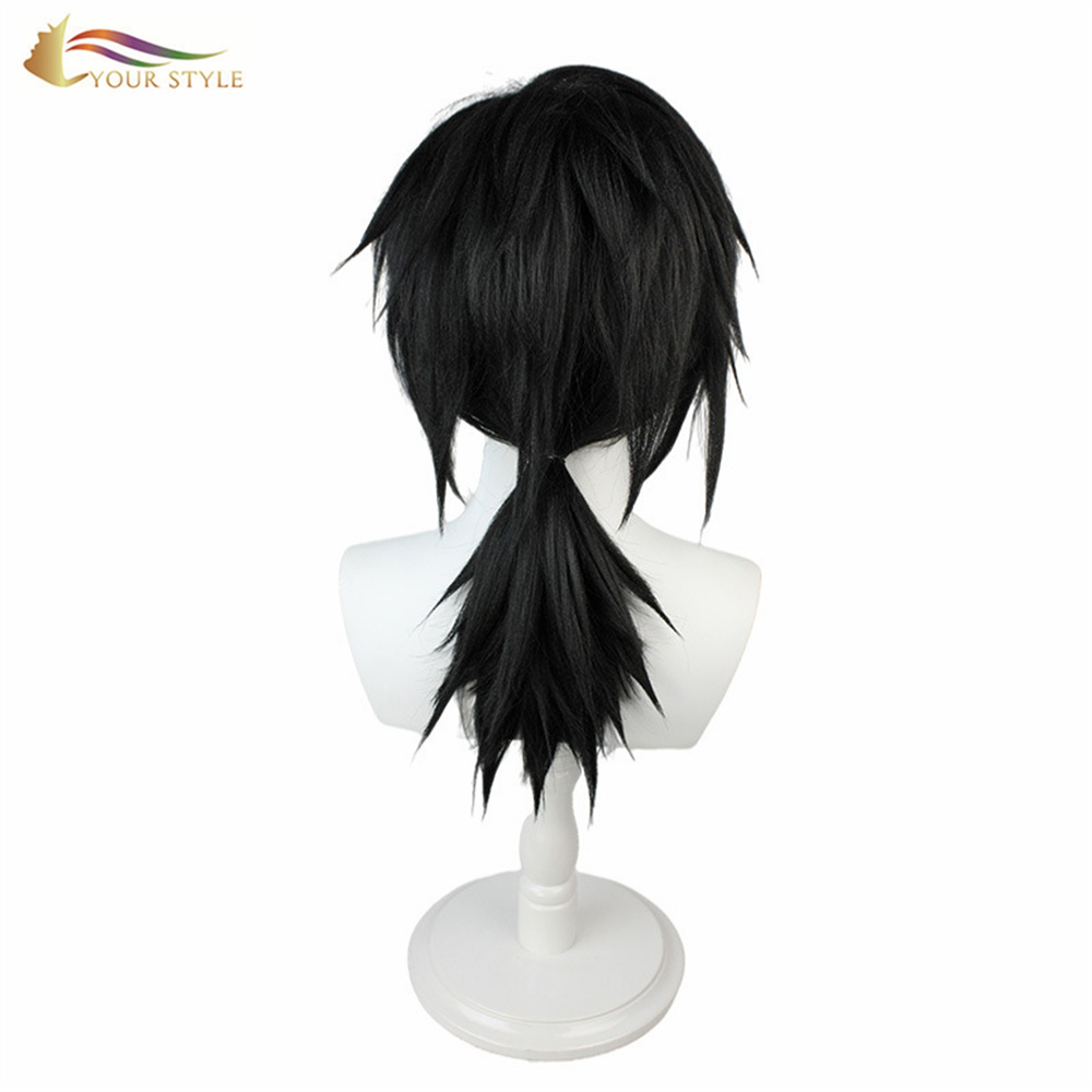 TUA STYLE, Lupum Syntheticum Cosplay Wigs Ponytails Factio Niger Wig Halloween-TUUS STYLE, Saccharum syntheticum extensio capillorum