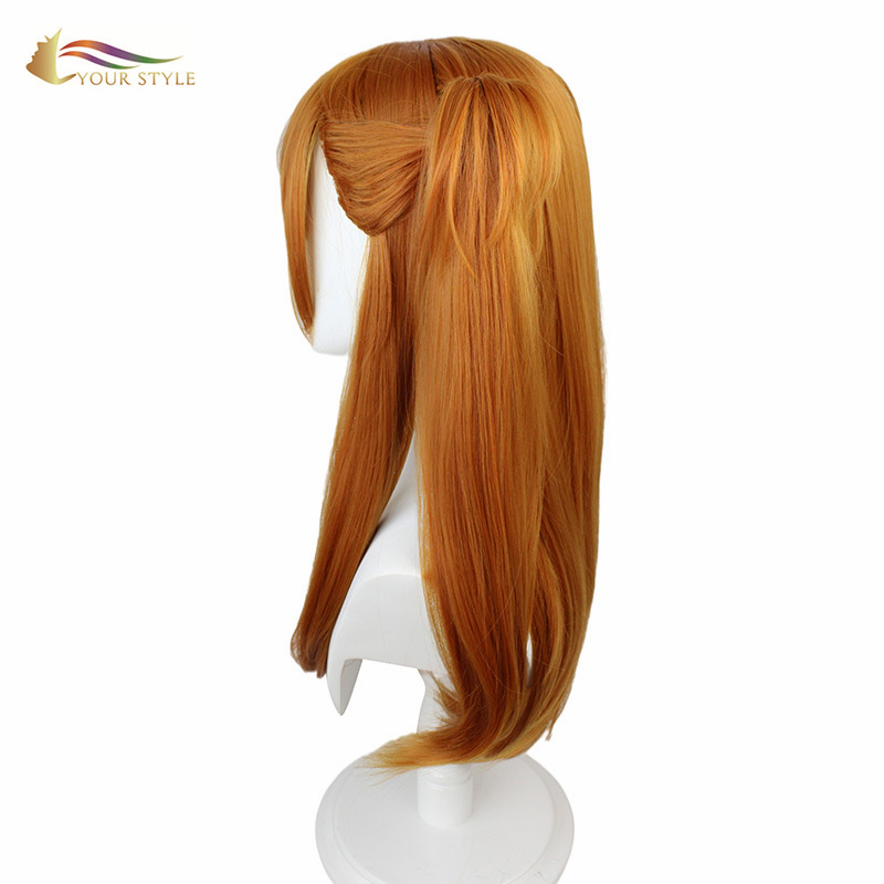 YOUR STYLE ,  EVA Cosplay Wig Orange Ponytail Cosplay Wig Long Straight Ponytail Wig Party Wig Halloween Costume-YOUR STYLE, synthetic wigs synthetic hair extension