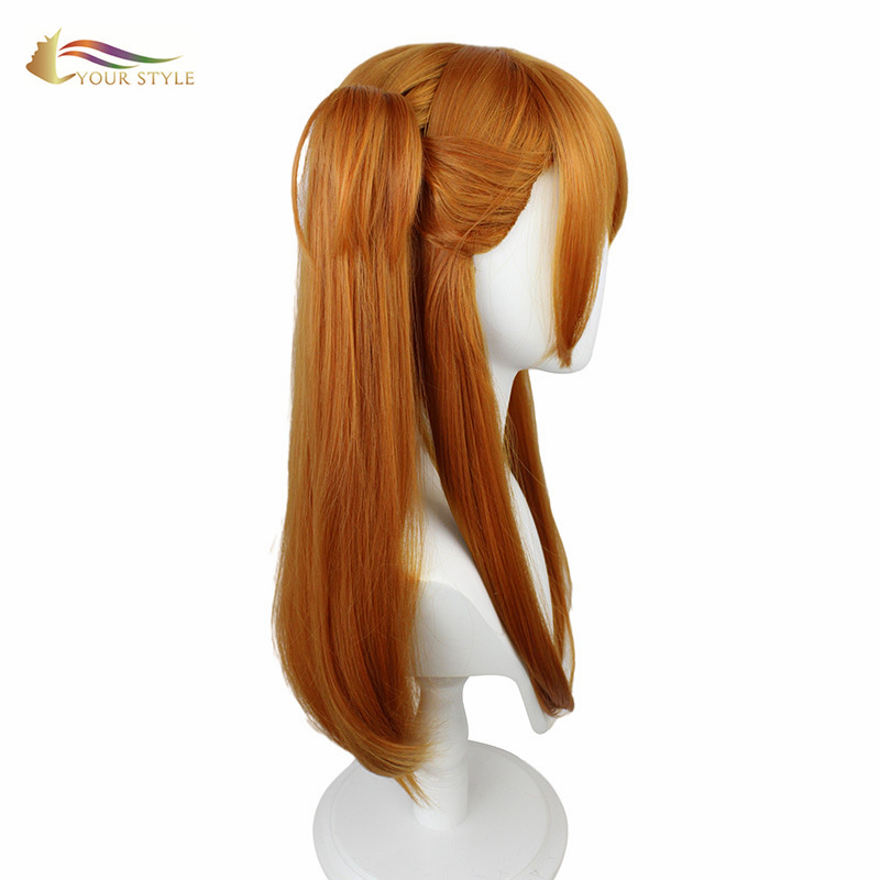 YOUR STYLE ,  EVA Cosplay Wig Orange Ponytail Cosplay Wig Long Straight Ponytail Wig Party Wig Halloween Costume-YOUR STYLE, synthetic wigs synthetic hair extension