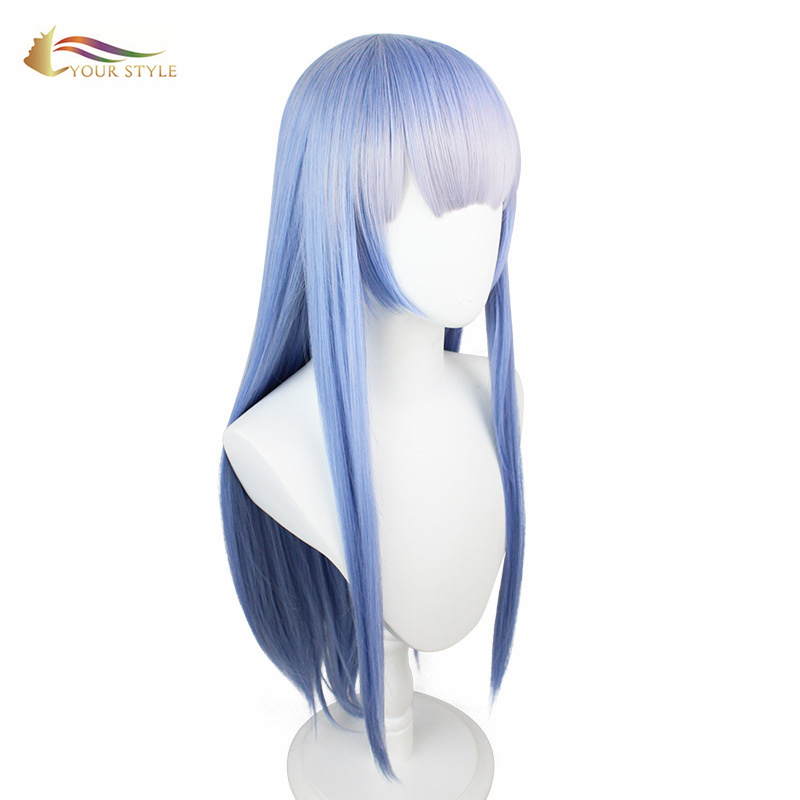 YOUR STYLE , Cosplay Wig Long Straight Wig Blue Pink Synthetic Long Wig Hair With Bangs Wigs For Halloween Costumes-YOUR STYLE, synthetic wigs synthetic hair extension