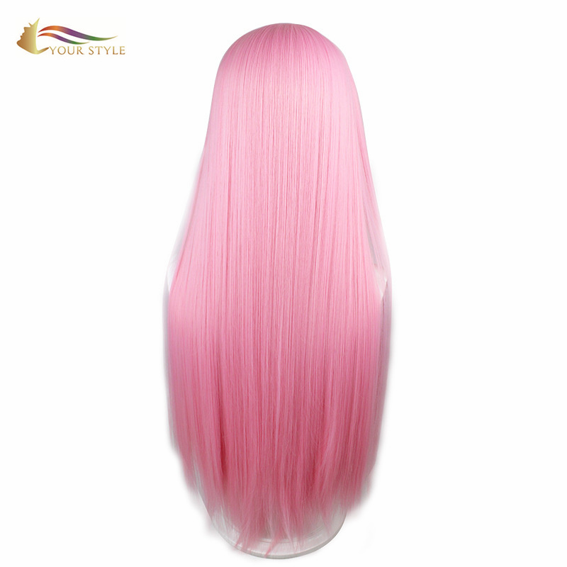 YOUR STYLE , Cosplay Wig Long Straight Wig Blue Pink Synthetic Long Wig Hair With Bangs Wigs For Halloween Costumes-YOUR STYLE, synthetic wigs synthetic hair extension