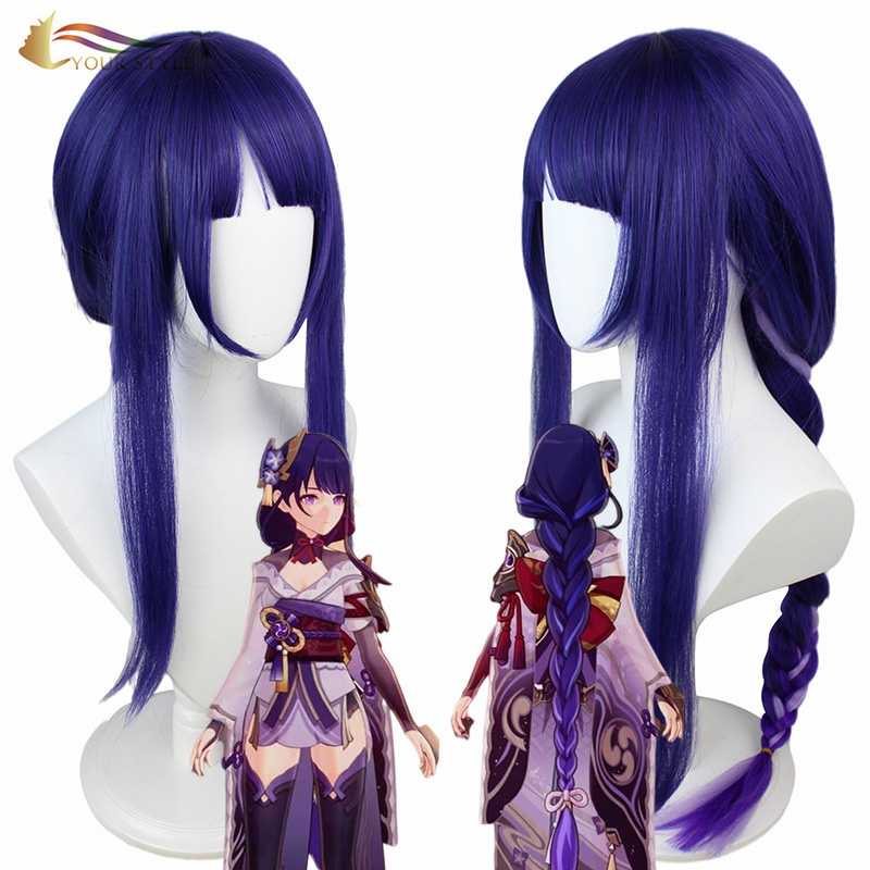 YOUR STYLE, cosplay lasulja vijolična sintetična dolga lasulja za ženske Temno vijolična lasulja s čopom Wog Perruqu Party Wig Halloween Costume-YOUR STYLE, sintetične lasulje sintetični lasni podaljški