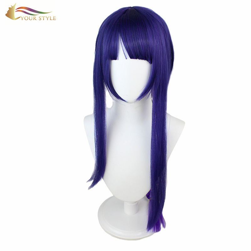 YOUR STYLE, cosplay lasulja vijolična sintetična dolga lasulja za ženske Temno vijolična lasulja s čopom Wog Perruqu Party Wig Halloween Costume-YOUR STYLE, sintetične lasulje sintetični lasni podaljški