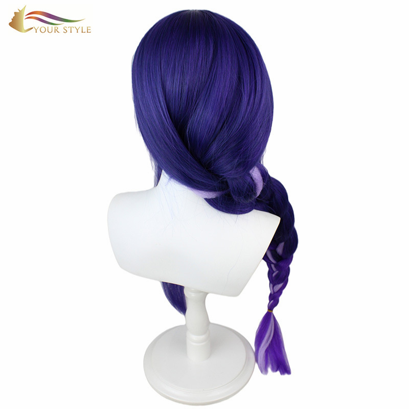 YOUR STYLE, cosplay lasulja vijolična sintetična dolga lasulja za ženske Temno vijolična lasulja s čopom Wog Perruqu Party Wig Halloween Costume-YOUR STYLE, sintetične lasulje sintetični lasni podaljški