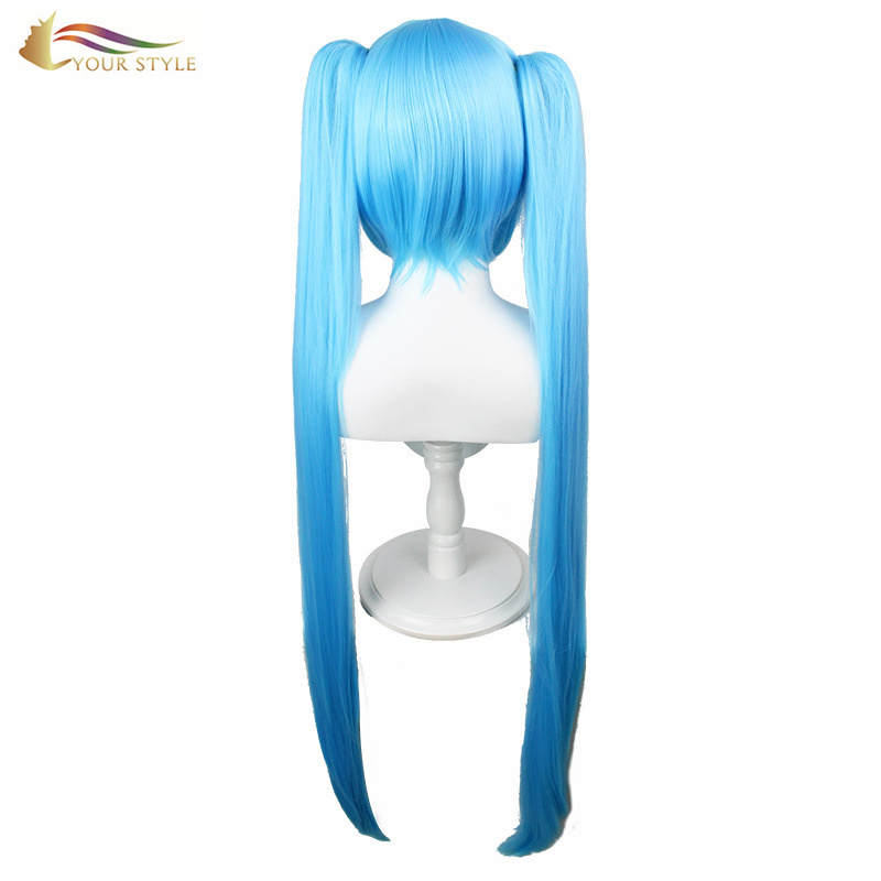 YOUR STYLE , Cosplay Wig Ponytail Green Blue Pink  Synthetic Long Straight Ponytail Wig Female Wig For Women Cosplay-YOUR STYLE, synthetic wigs synthetic hair extension