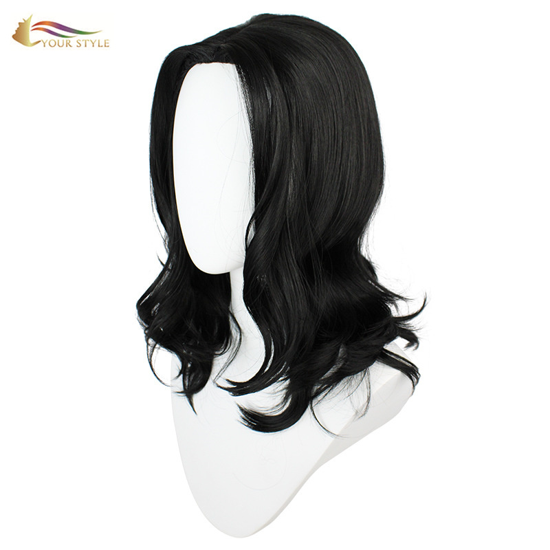 YOUR STYLE , Black Wavy Wig Medium Length Halloween Wigs Black Female Wigs Party Wig  Costume-YOUR STYLE, synthetic wigs synthetic hair extension