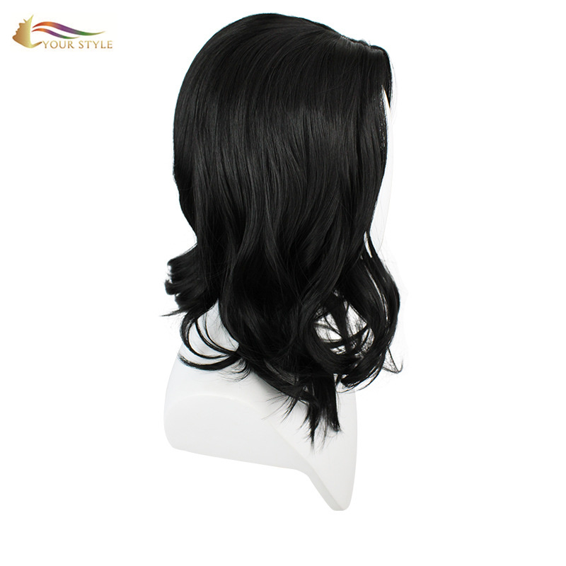 YOUR STYLE , Black Wavy Wig Medium Length Halloween Wigs Black Female Wigs Party Wig  Costume-YOUR STYLE, synthetic wigs synthetic hair extension