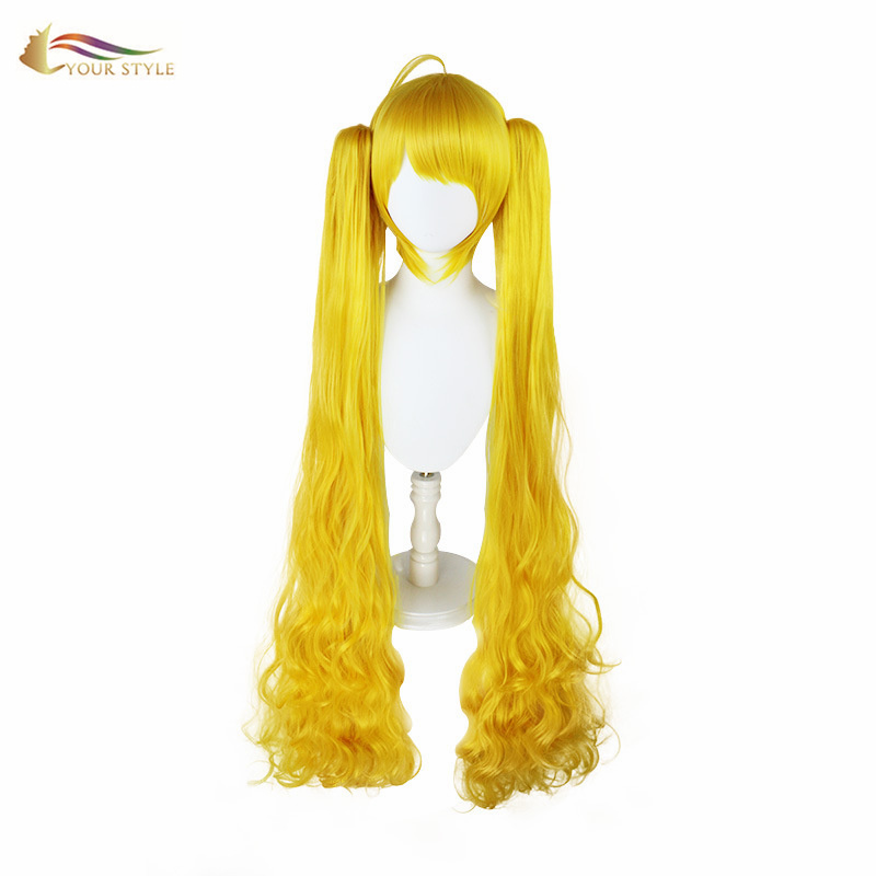 YOUR STYLE , Long Wavy Yellow Orange Ponytail Cosplay Wig Synthetic Wigs Women Girls Female Party Wig Halloween Costume-YOUR STYLE, synthetic wigs synthetic hair extension