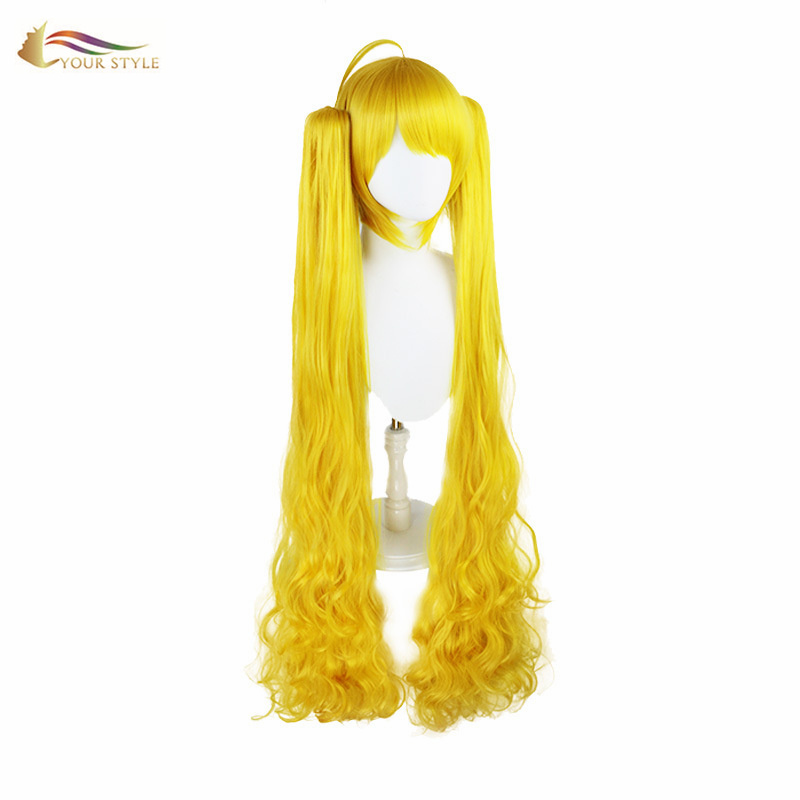 YOUR STYLE , Long Wavy Yellow Orange Ponytail Cosplay Wig Synthetic Wigs Women Girls Female Party Wig Halloween Costume-YOUR STYLE, synthetic wigs synthetic hair extension