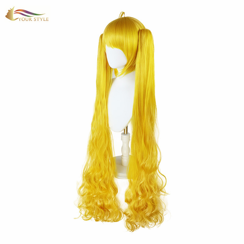 YOUR STYLE , Long Wavy Yellow Orange Ponytail Cosplay Wig Synthetic Wigs Women Girls Female Party Wig Halloween Costume-YOUR STYLE, synthetic wigs synthetic hair extension