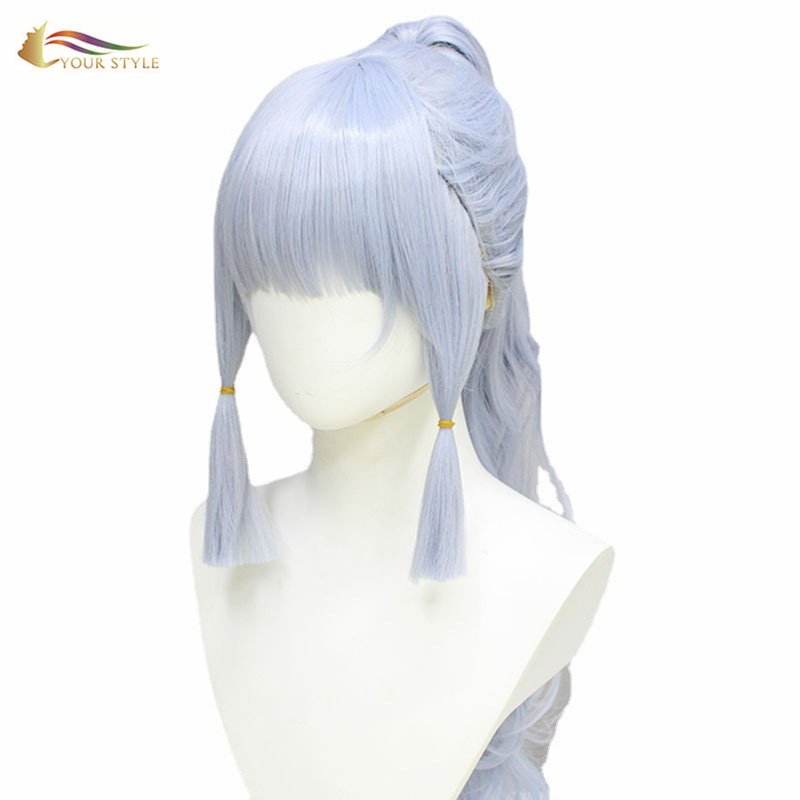 YOUR STYLE,  Cosplay Wig Ponytail Silver Blue Synthetic Wig Women Girl Ladies Female Party Wig Halloween Costume-YOUR STYLE, synthetic wigs synthetic hair extension