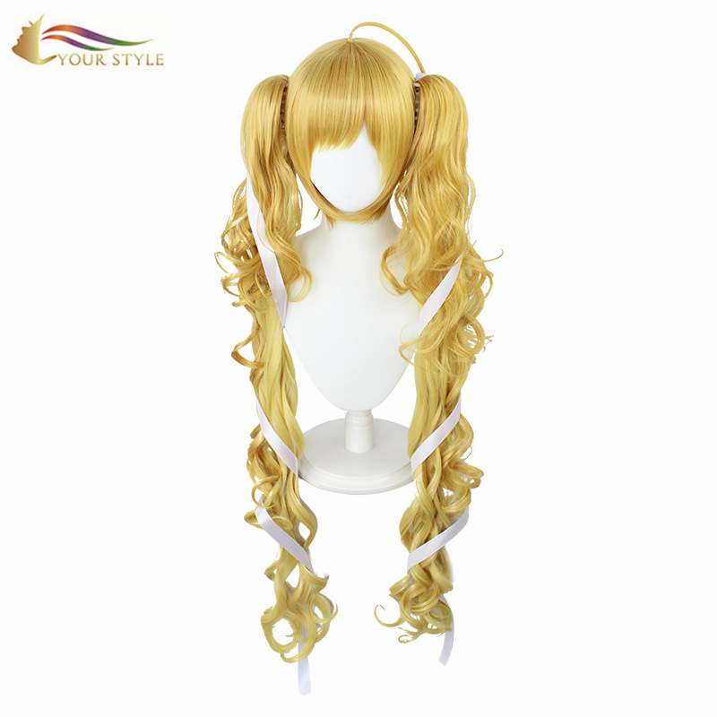 YOUR STYLE , Cosplay Wig Ponytails Yellow Orange Synthetic Long Wavy Wigs Women Female Girl Party Wig Halloween Costume-YOUR STYLE, synthetic wigs synthetic hair extension