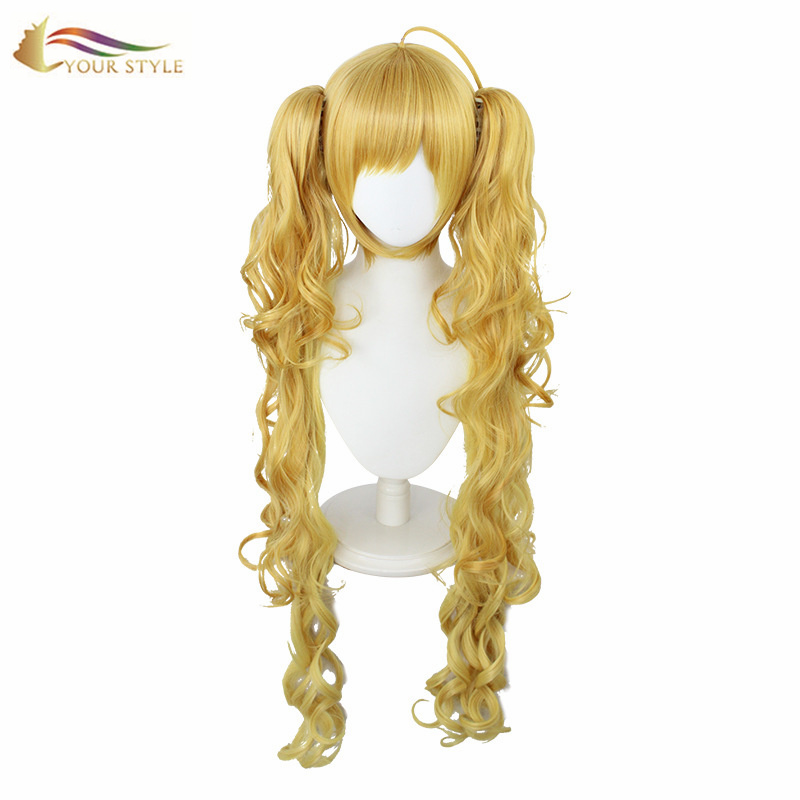 YOUR STYLE , Cosplay Wig Ponytails Yellow Orange Synthetic Long Wavy Wigs Women Female Girl Party Wig Halloween Costume-YOUR STYLE, synthetic wigs synthetic hair extension