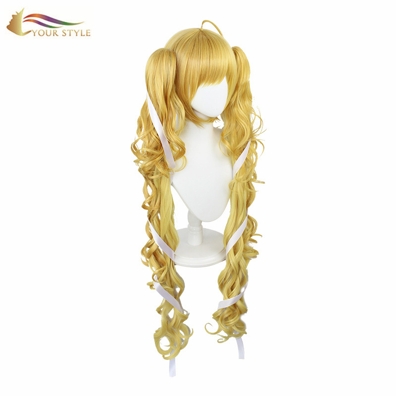 YOUR STYLE , Cosplay Wig Ponytails Yellow Orange Synthetic Long Wavy Wigs Women Female Girl Party Wig Halloween Costume-YOUR STYLE, synthetic wigs synthetic hair extension