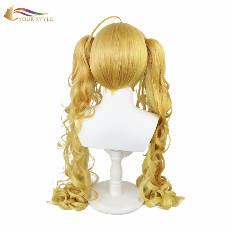 YOUR STYLE , Cosplay Wig Ponytails Yellow Orange Synthetic Long Wavy Wigs Women Female Girl Party Wig Halloween Costume-YOUR STYLE, synthetic wigs synthetic hair extension