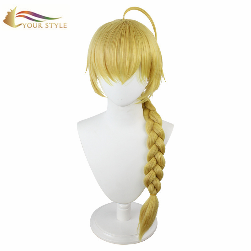 YOUR STYLE ,  Cosplay Wig Long Wig With Braids  Yellow Blonde Synthetic Wigs Women Female Girl Anime Party Wig Halloween Costume-YOUR STYLE, synthetic wigs synthetic hair extension