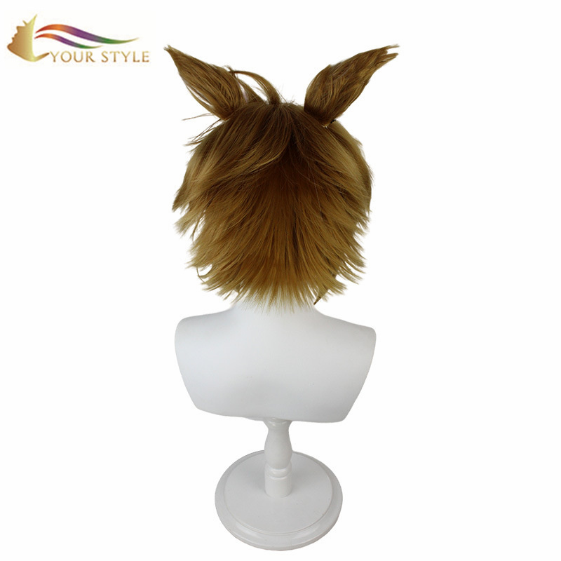 YOUR STYLE, Cosplay Wigs Ombre White Brown Short Wig with Ears Synthetic Wigs Short Pixie Cut Hair Cut Men Boy Male Party Wig Halloween Costume-YOUR STYLE, synthetic wigs synthetic hair extension