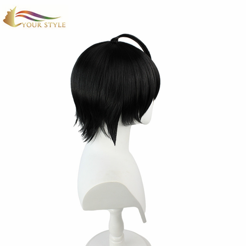 YOUR STYLE ,  Cosplay Wig Black Short Wigs Synthetic Wigs Short Pixie Cut Haircut Wigs Men Boy Male Party Wig Halloween Costume-YOUR STYLE, synthetic wigs synthetic hair extension