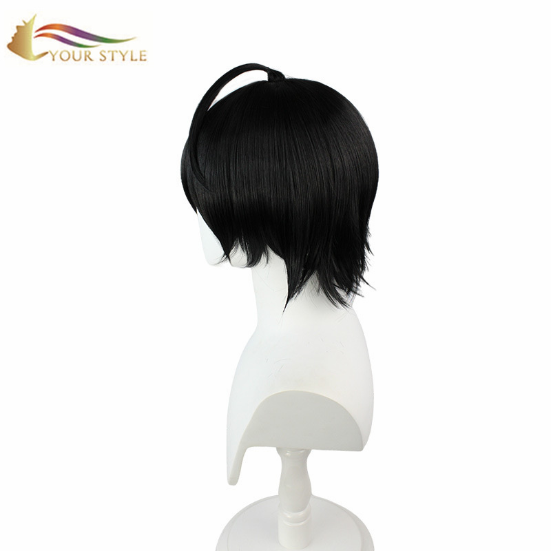 YOUR STYLE ,  Cosplay Wig Black Short Wigs Synthetic Wigs Short Pixie Cut Haircut Wigs Men Boy Male Party Wig Halloween Costume-YOUR STYLE, synthetic wigs synthetic hair extension