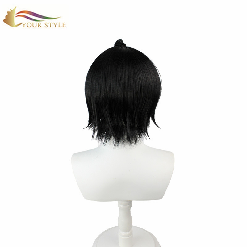 YOUR STYLE ,  Cosplay Wig Black Short Wigs Synthetic Wigs Short Pixie Cut Haircut Wigs Men Boy Male Party Wig Halloween Costume-YOUR STYLE, synthetic wigs synthetic hair extension