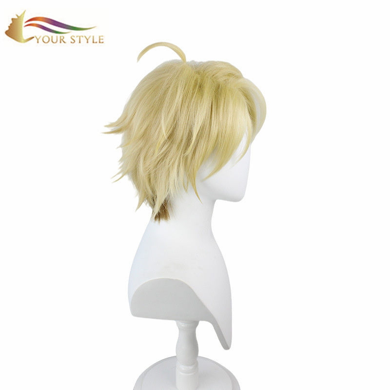 YOUR STYLE  ，Cosplay Wigs Blonde Yellow Synthetic Short Wigs Fluffy Short Hairstyle Japanese Men Boy Male Party Wig Halloween Costume-YOUR STYLE, synthetic wigs synthetic hair extension