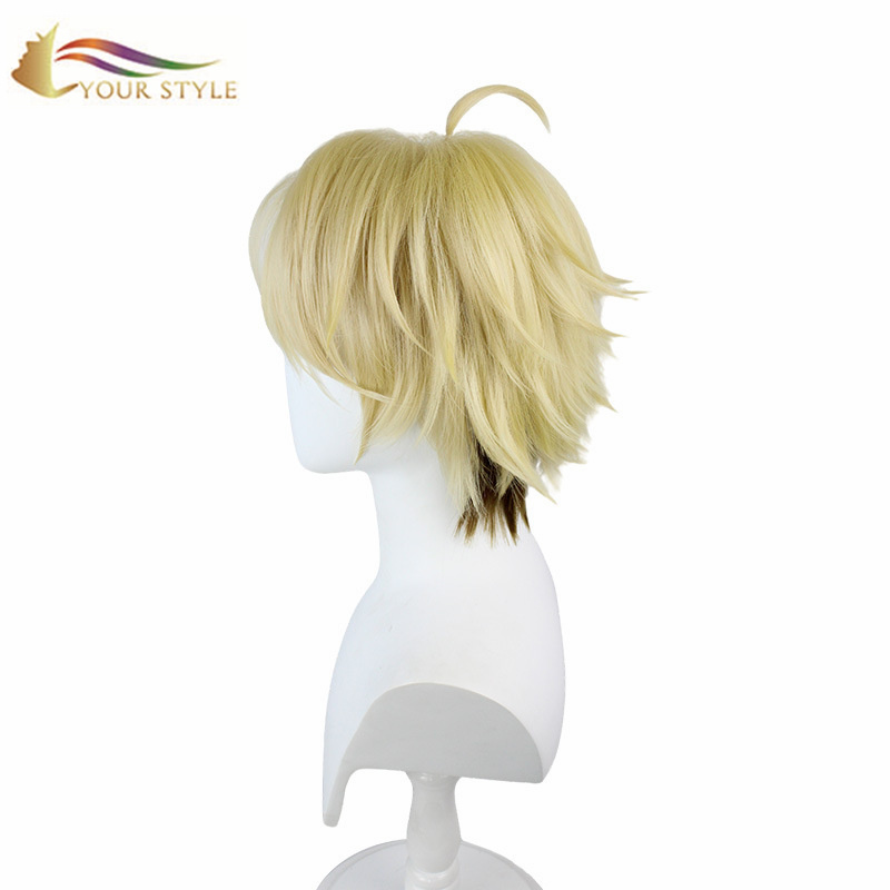 YOUR STYLE  ，Cosplay Wigs Blonde Yellow Synthetic Short Wigs Fluffy Short Hairstyle Japanese Men Boy Male Party Wig Halloween Costume-YOUR STYLE, synthetic wigs synthetic hair extension