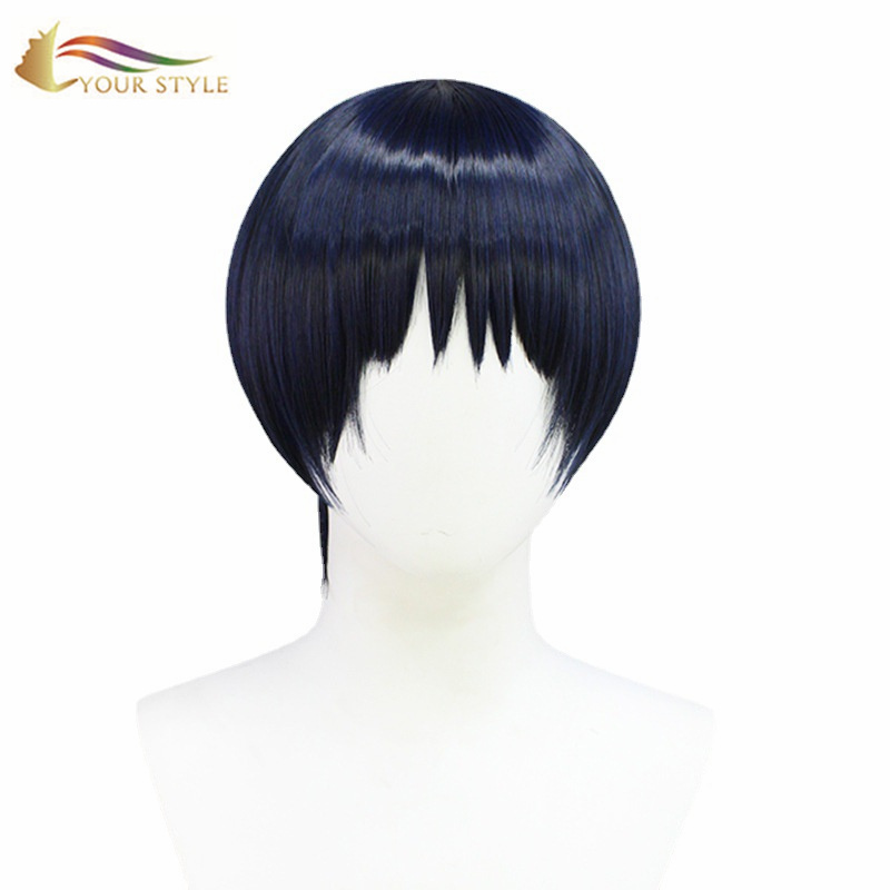 YOUR STYLE , Short Pixie Wig Dark Blue Synthetic Fiber Cosplay Wig Party Wig Halloween Costume-YOUR STYLE, synthetic wigs synthetic hair extension