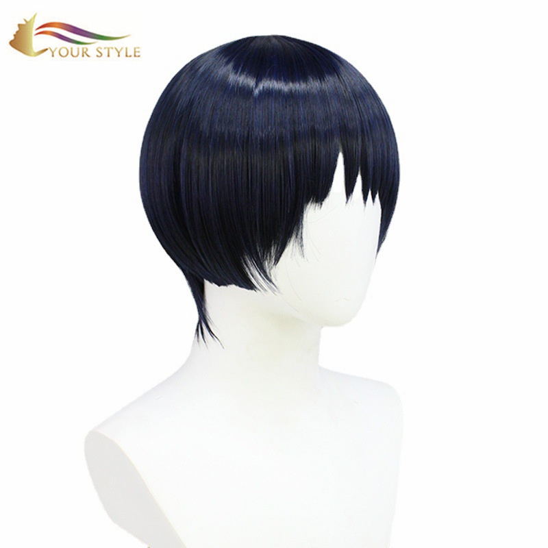 YOUR STYLE , Short Pixie Wig Dark Blue Synthetic Fiber Cosplay Wig Party Wig Halloween Costume-YOUR STYLE, synthetic wigs synthetic hair extension