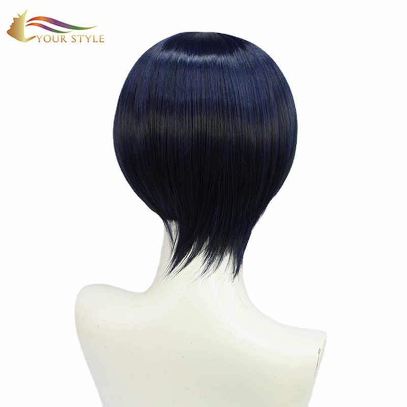 YOUR STYLE , Short Pixie Wig Dark Blue Synthetic Fiber Cosplay Wig Party Wig Halloween Costume-YOUR STYLE, synthetic wigs synthetic hair extension