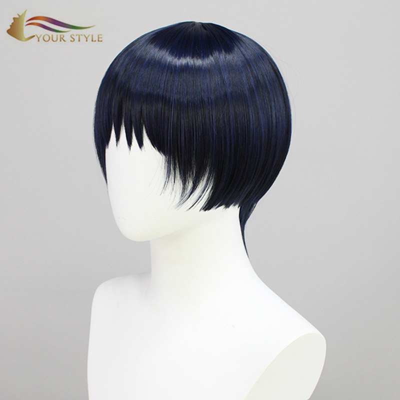 YOUR STYLE , Short Pixie Wig Dark Blue Synthetic Fiber Cosplay Wig Party Wig Halloween Costume-YOUR STYLE, synthetic wigs synthetic hair extension